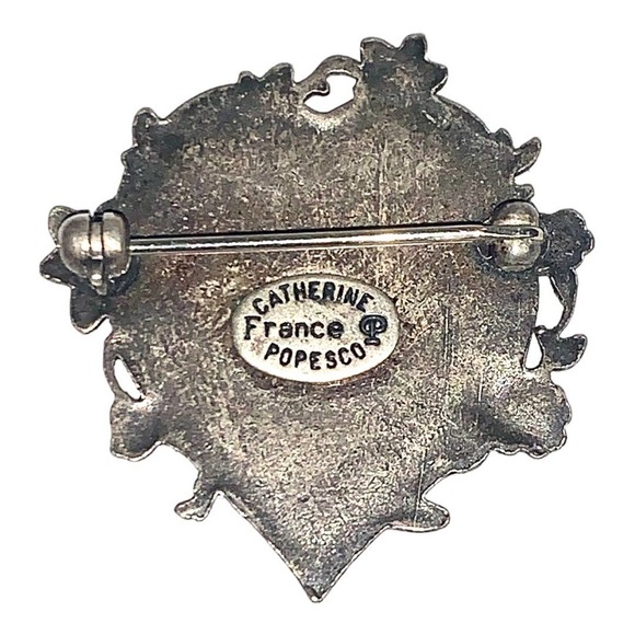 Vintage Catherine Popesco France Signed Enamel Heart Brooch Pin Rare Design - Picture 6 of 6